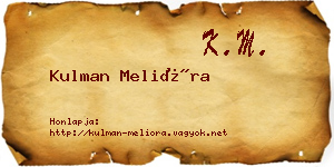 Kulman Melióra névjegykártya
